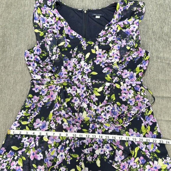 Tommy Hilfiger Womens Floral Ruffle Chiffon Fit & Flare Dress Purple Green 14 - Picture 5 of 11